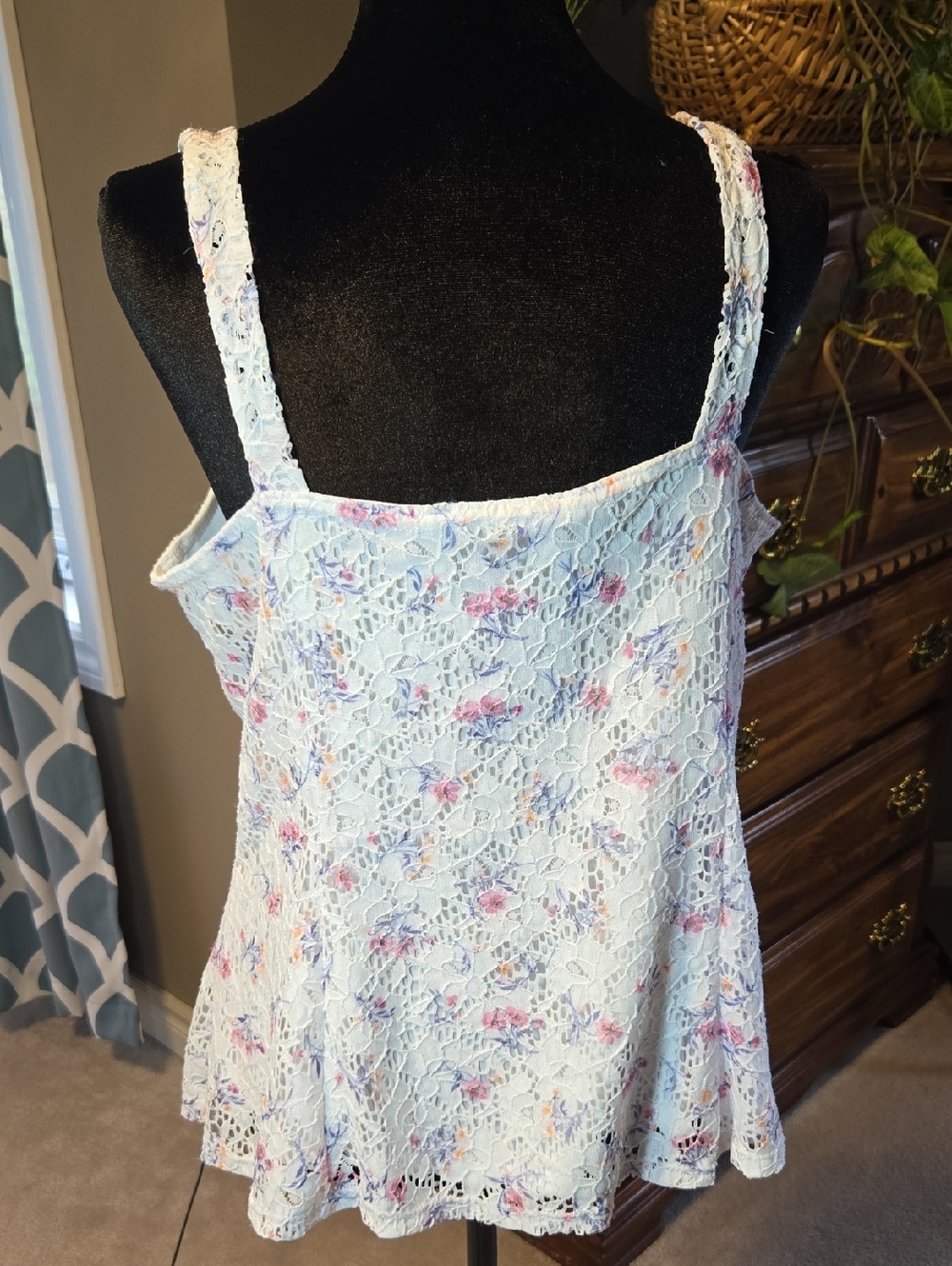 Nwt Lace Cottagecore Floral Flared Tank Top Size Large - Picture 2 of 11